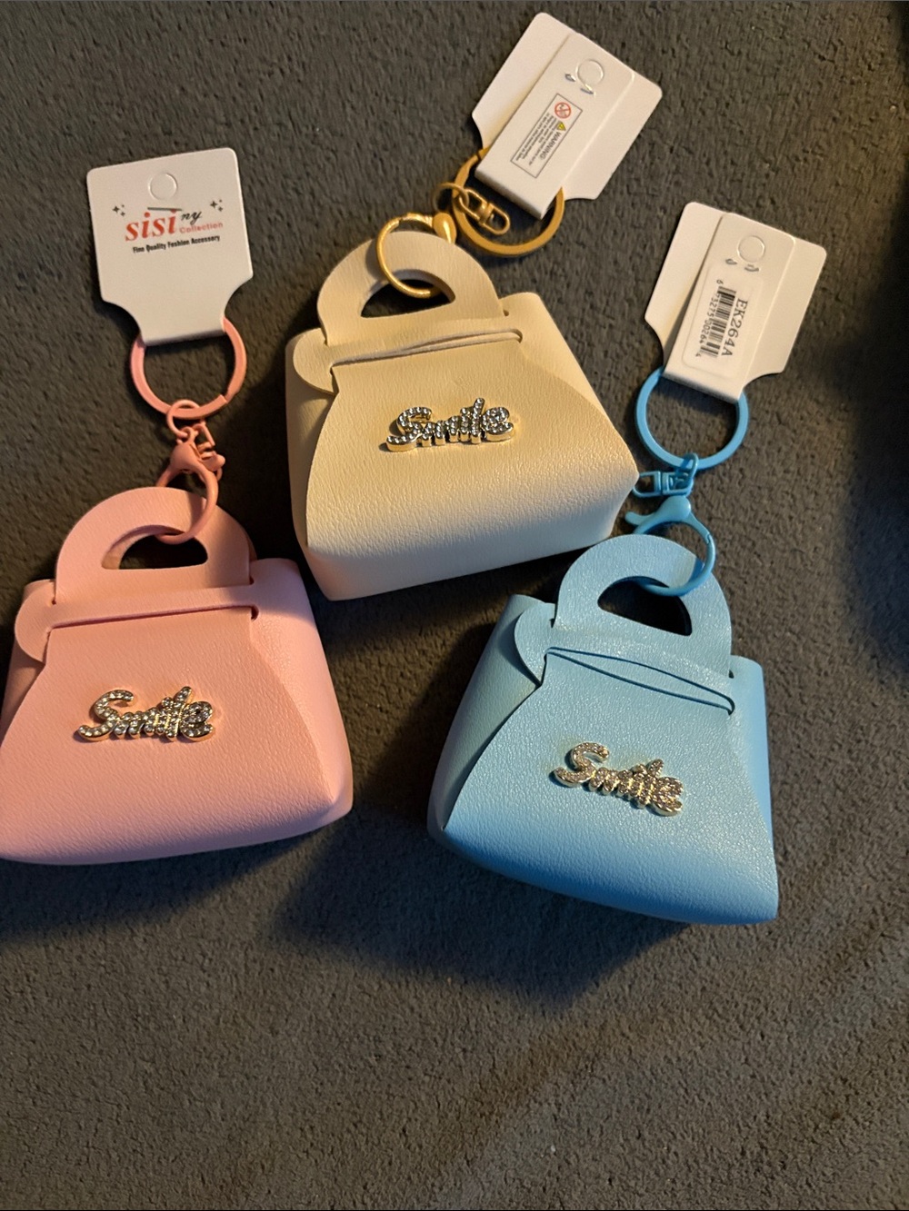 FASHION Mini Purse Keychain - Pink, Cream, Blue. ALL 3 for $25
